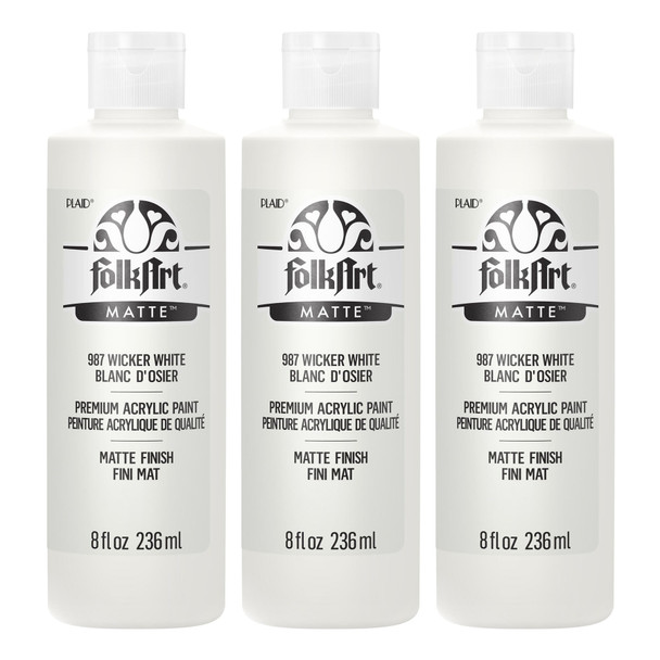 Acrylic Paint Matte, 8oz., Wicker White, Pack of 3