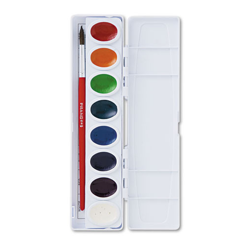Semi-Moist Watercolor Paint Set, 16-Color Oval Pan with Brush