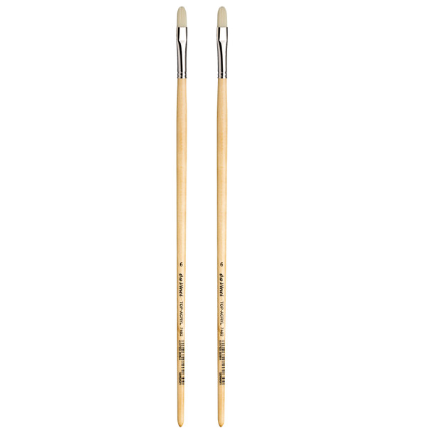TOP-ACRYL White Brush, Synthetic, Acrylic & Oil, Filbert, Series 7482, Size 6, Pack of 2
