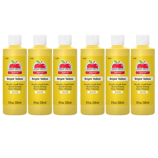 Acrylic Paint Matte, 8oz., Bright Yellow, Pack of 6