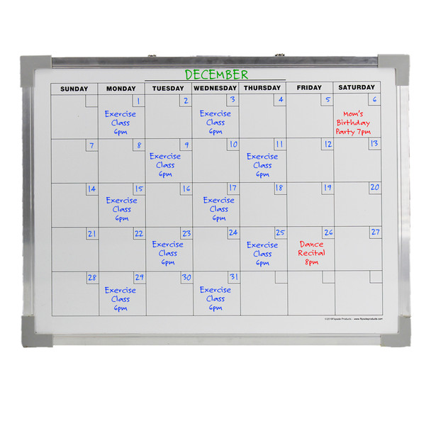 Dry Erase Magnetic Aluminum Framed Calendar, 18" x 24" Dry Erase Magnetic Aluminum Framed Calendar, 18" x 24"