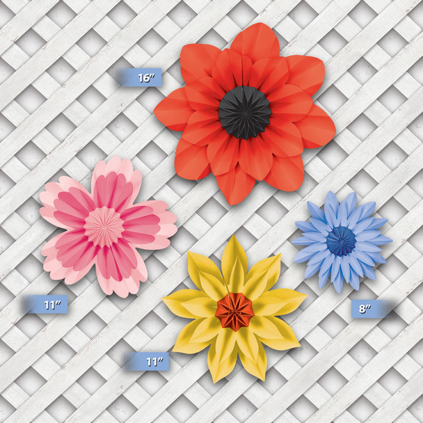 Wildflowers Paper Flowers, Pack of 4 Wildflowers Paper Flowers, Pack of 4