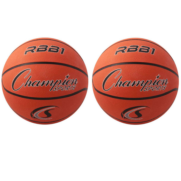 Offical Size Rubber Basketball, Orange, Pack of 2