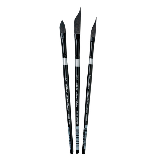 Black Velvet Dagger/Oval Brushes, Set of 3