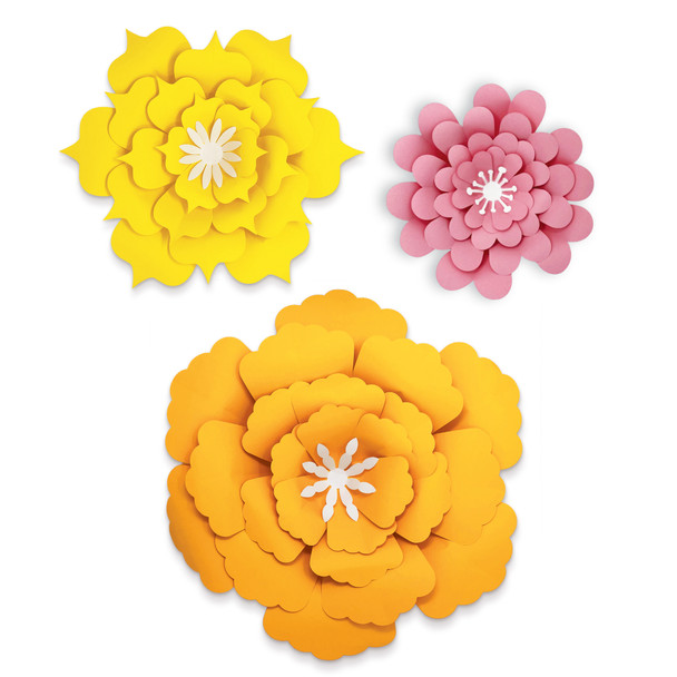 Creatively Inspired Orange, Yellow, Pink Flowers Dimensional Accent, 3 Per Set, 3 Sets Creatively Inspired Orange, Yellow, Pink Flowers Dimensional Accent, 3 Per Set, 3 Sets