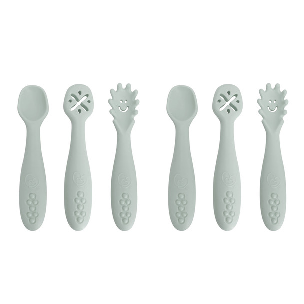 Silicone Scoop, Mash & Twist 3-Piece Cutlery Set, Seafoam, 2 Sets