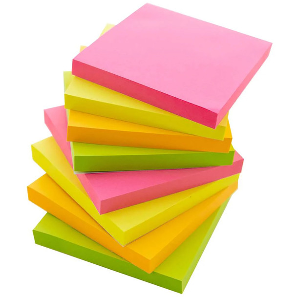 Stick On Notes, 3" x 3", Neon, 90 Sheets, 12 Per Pack, 3 Packs Stick On Notes, 3" x 3", Neon, 90 Sheets, 12 Per Pack, 3 Packs