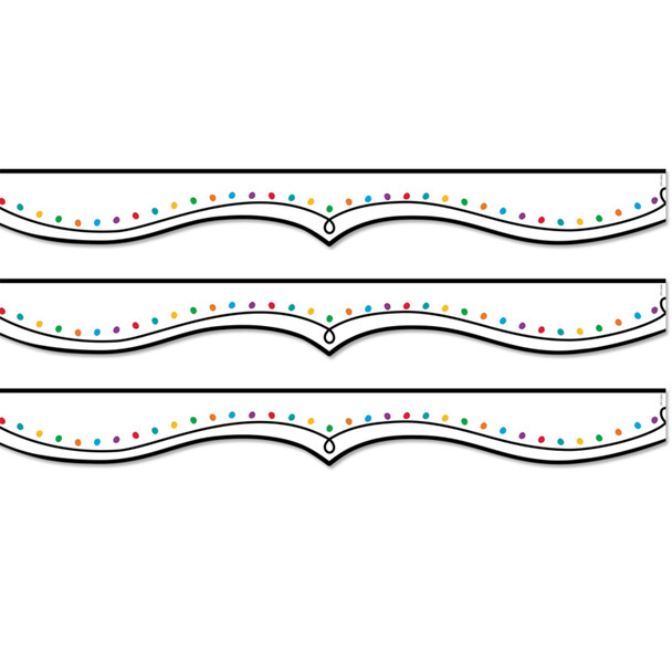 Color Dotted Swirl EZ Border, Bulletin Board Border, 48 Feet Per Pack, 3 Packs