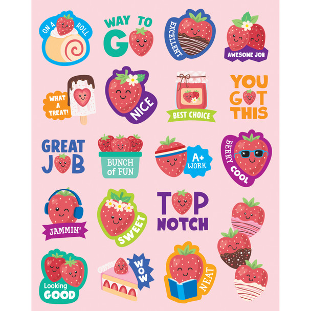 Strawberry Smelly Stickers, 114 Per Pack, 6 Packs