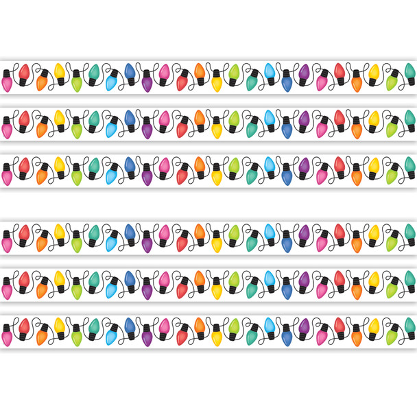 Colorful Holiday Lights Die-Cut Border Trim, 35 Feet Per Pack, 6 Packs