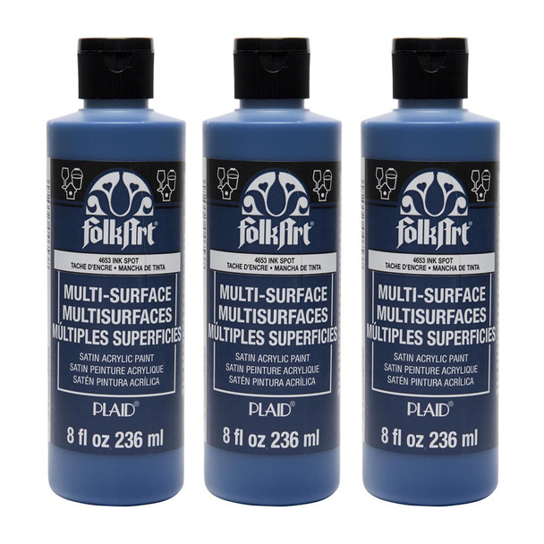 Acrylic Paint Multi-Surface Satin, 8oz., Ink Spot, Pack of 3 Acrylic Paint Multi-Surface Satin, 8oz., Ink Spot, Pack of 3