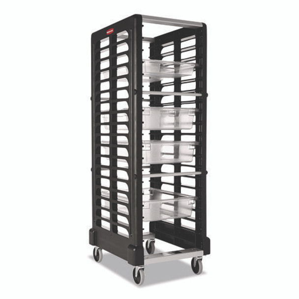 End Loader Rack for Food Boxes and Sheet Pans, 18 Rack, Plastic, 23.75" x 28.75" x 67.88", Black