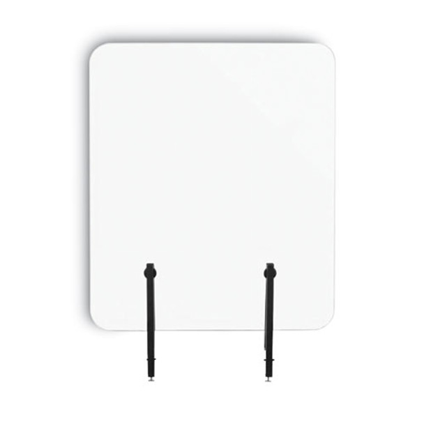 Protector Series Frameless Glass Desktop Divider, 47.2 x 0.16 x 35.4, Clear/Aluminum