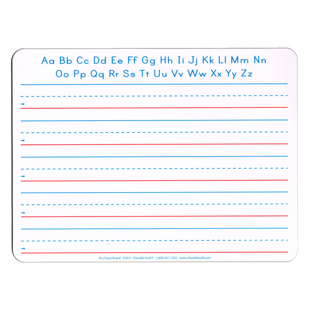 Handwriting Whiteboard, 2-Sided, Ruled/Plain, 1" x 1/2" x 1/2" Ruled, 9" x 12", 10 Boards