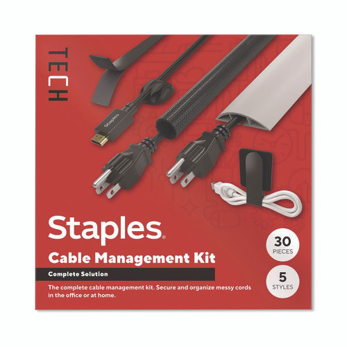 Cable Management Kit, Black/Gray, 30 Pieces/Pack