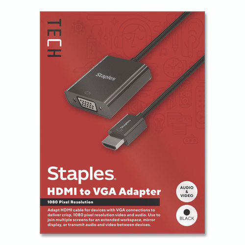 HDMI to VGA Audio/Video Adapter, 6", Black