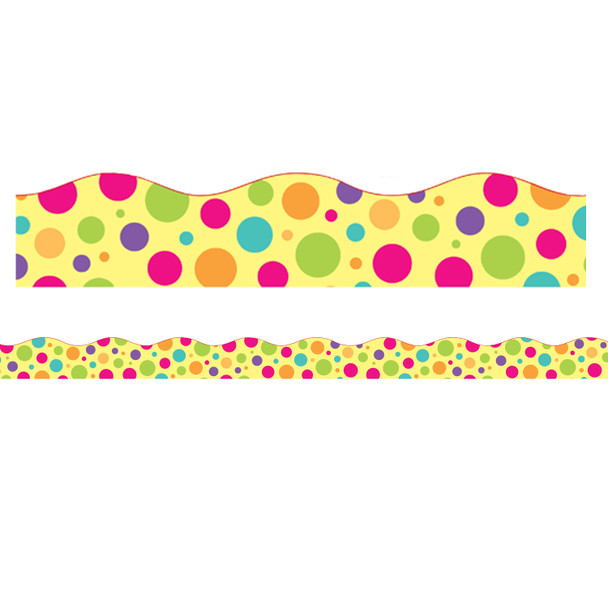 Borders/Trims, Magnetic, Scallop Cut - 1-1/2" x 24", Colorful Dot Theme, 24' per Pack, 2 Packs