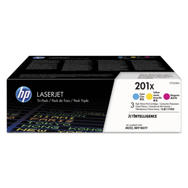 HP 201X, (CF253X-M) 3-Pack High-Yield Cyan/Magenta/Yellow Original LaserJet Toner Cartridges