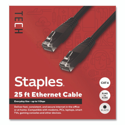 CAT6 Ethernet Cable, 25 ft, Black