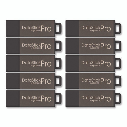 DataStick Pro USB 2.0 Type A Flash Drive, 16 GB, Gray, 10/Pack