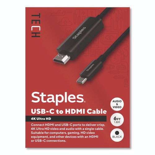 USB-C to HDMI Audio/Video Cable, 6 ft, Black