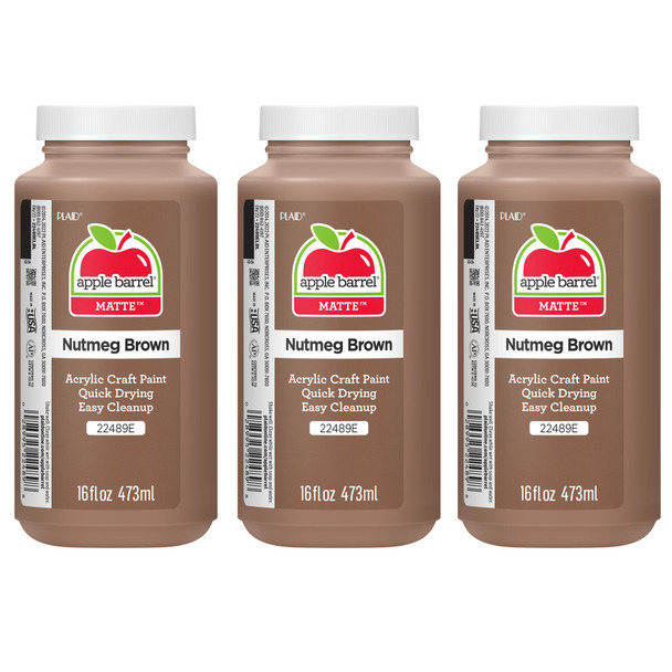 Acrylic Paint Matte, 16oz., Nutmeg Brown, Pack of 3