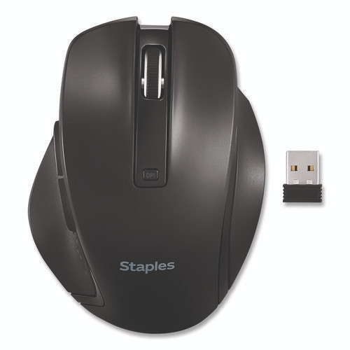 Wireless Ergonomic Curved Optical USB Mouse, 2.4 GHz Frequency/33 ft Wireless Range, Left/Right Hand Use, Black
