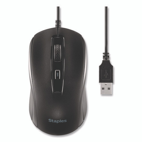 Ambidextrous Optical Wired Mouse, USB 2.0, Left/Right Hand Use, Black