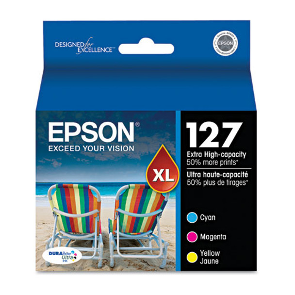 T127520-S (127) DURABrite Ultra Extra High-Yield Ink, Cyan/Magenta/Yellow, 3/Pack