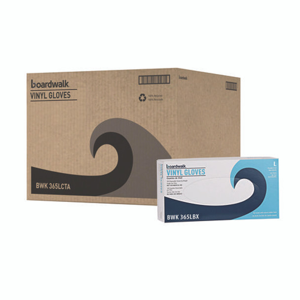 General Purpose Vinyl Gloves, Powder/Latex-Free, 2.6 mil, Large, Clear, 100/Box, 10 Boxes/Carton