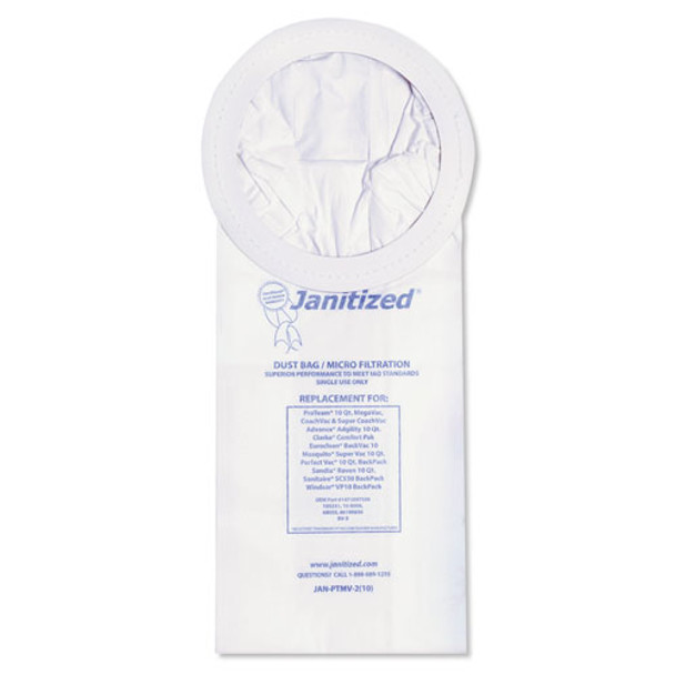 Vacuum Filter Bags Designed to Fit ProTeam 10 qt Super Coach/MegaVac, 100/Carton
