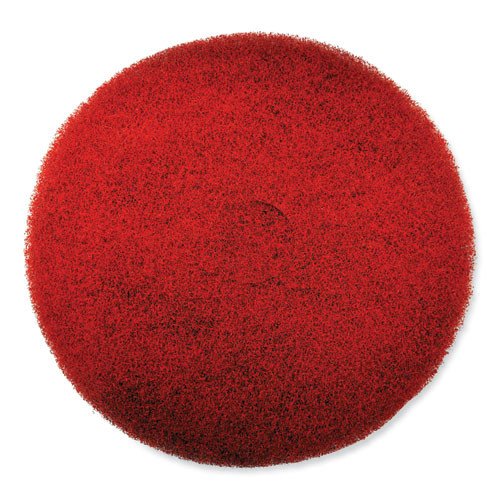 EZ CARE Heavy Duty Scrub Pad, 17" Diameter, Red/Gray, 5/Carton