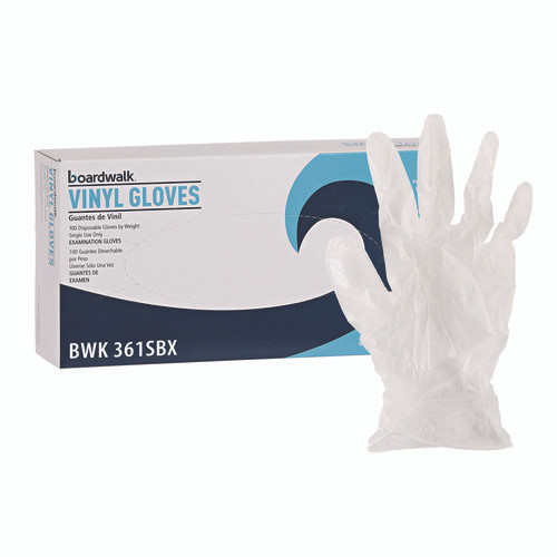 Exam Vinyl Gloves, Powder/Latex-Free, 3 3/5 mil, Clear, Small, 100/Box