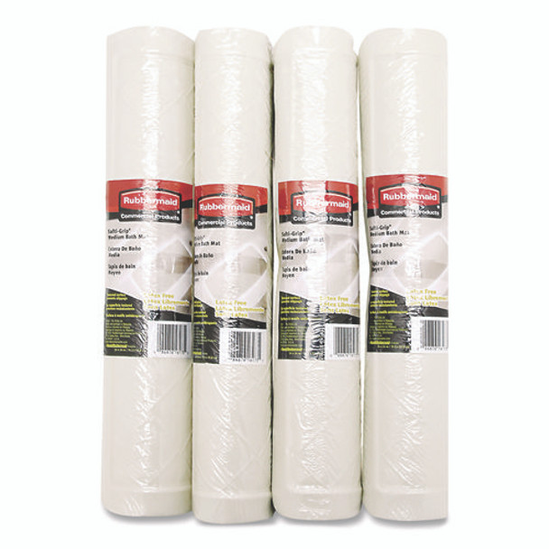 Safti-Grip Latex-Free Vinyl Bath Mat, 14 x 22.5, White, 4/Carton