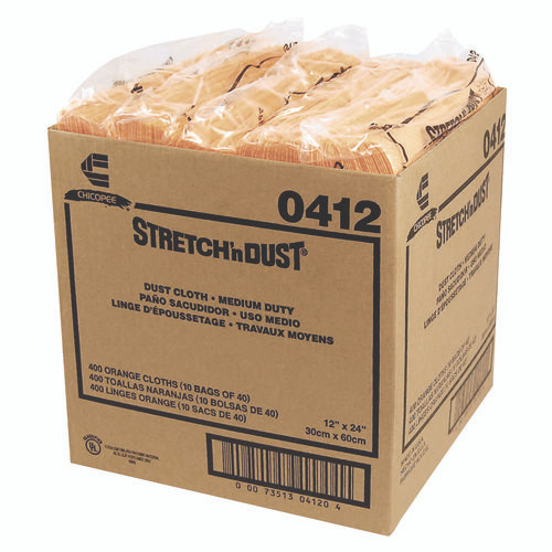 Stretch 'n Dust Cloths, 11.63 x 24, Yellow, 40 Cloths/Pack, 10 Packs/Carton