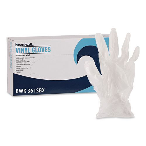 Exam Vinyl Gloves, Powder/Latex-Free, 3 3/5 mil, Clear, Large, 100/Box