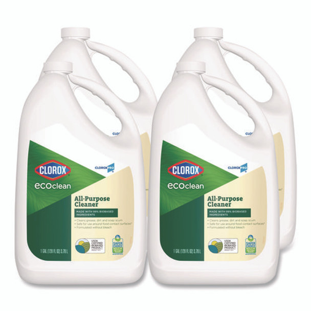 Clorox Pro EcoClean All-Purpose Cleaner, Refill, Unscented, 128 oz Bottle, 4/Carton