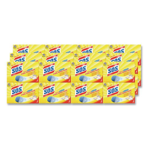 Steel Wool Soap Pad, Steel, 4/Box, 24 Boxes/Carton