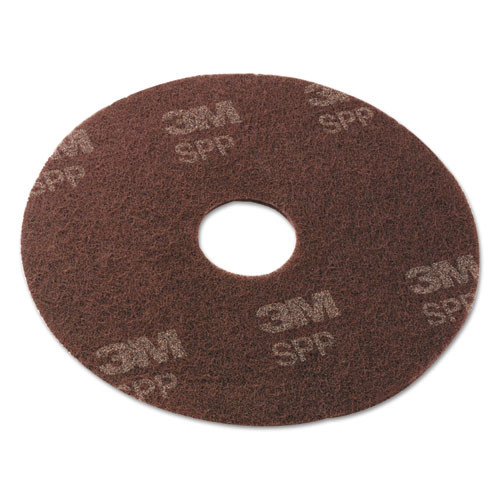 Surface Prep Floor Pads, 14" Diameter, Brown, 10/Carton