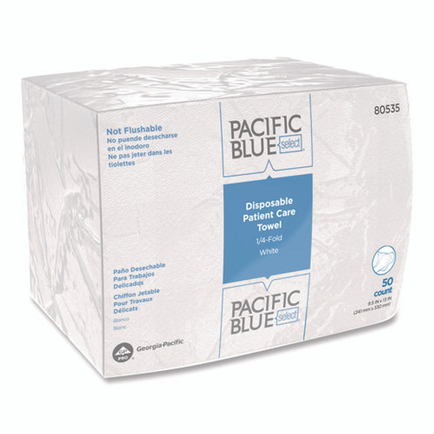 Pacific Blue Select Disposable Patient Care Washcloths, 1-Ply, 9.5 x 13, Unscented, White, 50/Pack, 20 Packs/Carton