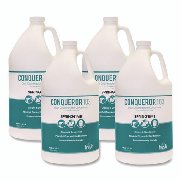 Conqueror 103 Odor Counteractant Concentrate, Springtime, 1 gal Bottle, 4/Carton