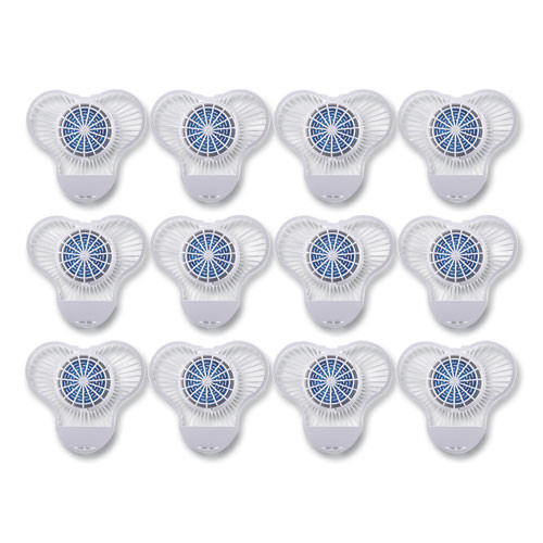 Urinal Screen with Non-Para Deodorizer Block, Green Apple Scent, 3.25 oz, Blue/White, 12/Box