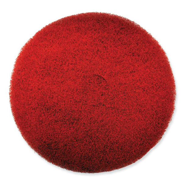 EZ CARE Heavy Duty Scrub Pad, 13" Diameter, Red/Gray, 5/Carton