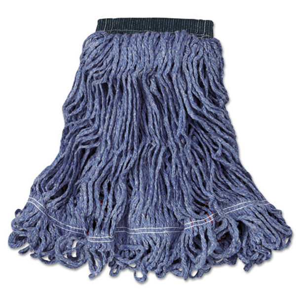 Swinger Loop Wet Mop Head, Medium, Cotton/Synthetic, Blue, 6/Carton