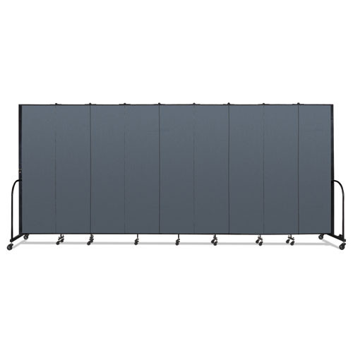 Portable Room Divider, 16 ft 9" x 0.75" x 7 ft 4", Vinyl/Fiberglass/Steel, Blue
