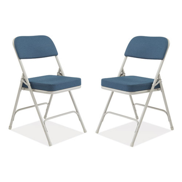 3200 Series Fabric Dual-Hinge Folding Chair, Supports Up to 300 lb, Regal Blue Seat, Regal Blue Back, Gray Base, 2/Carton