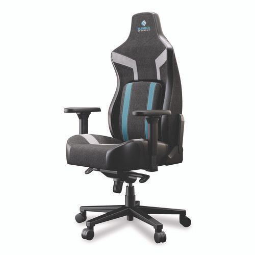 Python II Ergonomic Chair, Supports up to 300 lb, 18.88" to 22.83" Seat Height, Black Fabric Seat, Black/Blue Fabric Back