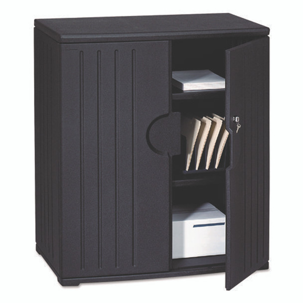 Rough n Ready Storage Cabinet, Two-Shelf, 36w x 22d x 46h, Black