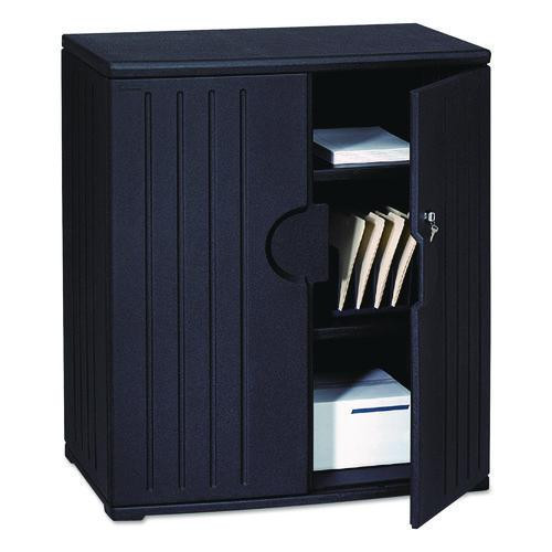 Rough n Ready Storage Cabinet, Two-Shelf, 36w x 22d x 46h, Black
