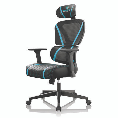 Norn Ergonomic Chair, Supports Up to 275 lb, 18.11" to 22.04" Seat Height, Black/Blue Mesh Seat/Back, Black Base